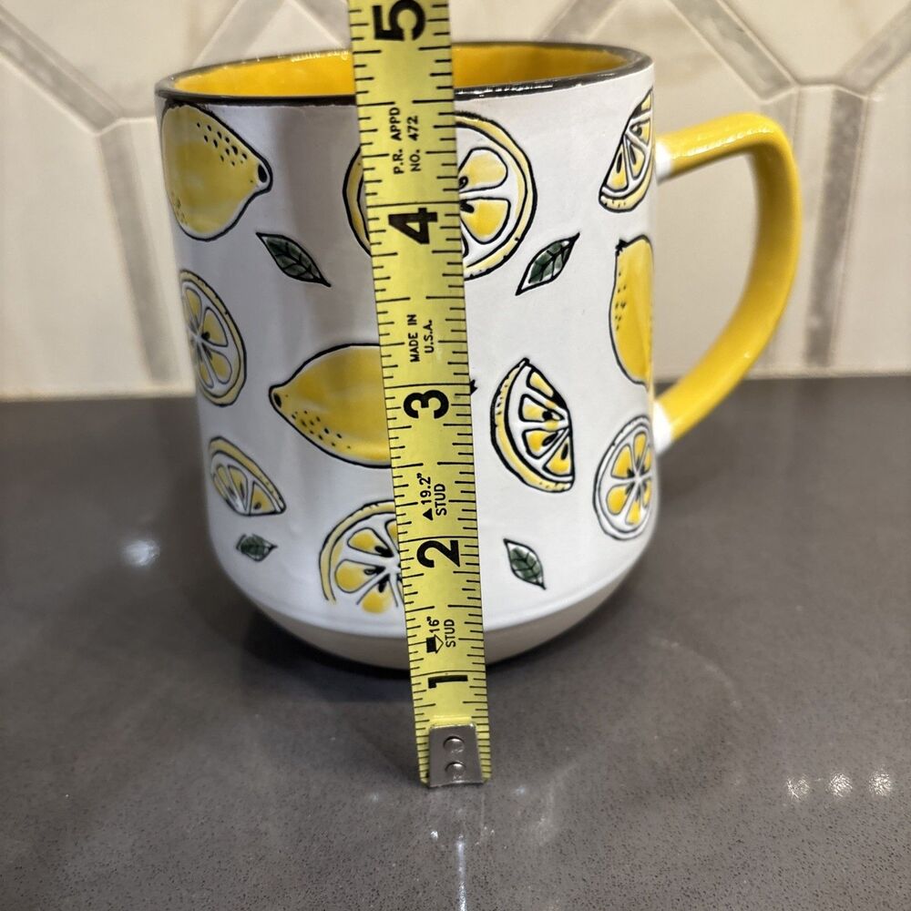 Spectrum Designz Lemon Ceramic Mug Black Rim & Yellow Inside Rim Coffee Tea - Picture 6 of 7